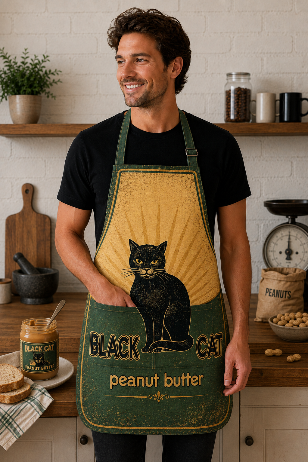 BLACK CAT PEANUT BUTTER APRON