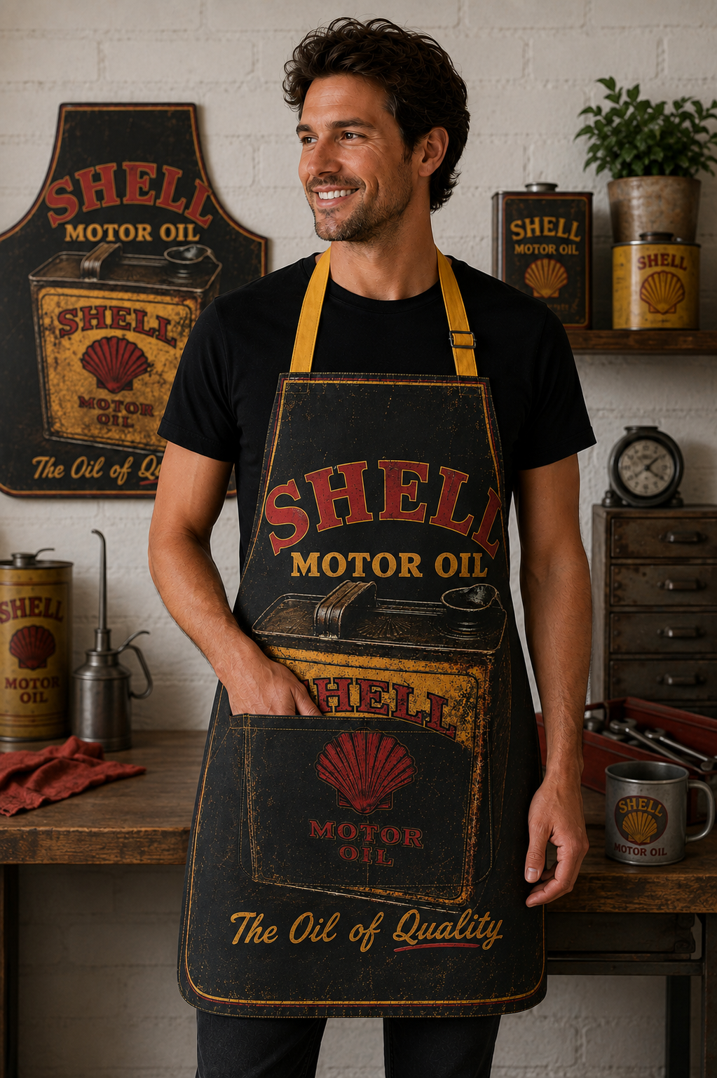 Shell The Oil of Quality vintage-style apron