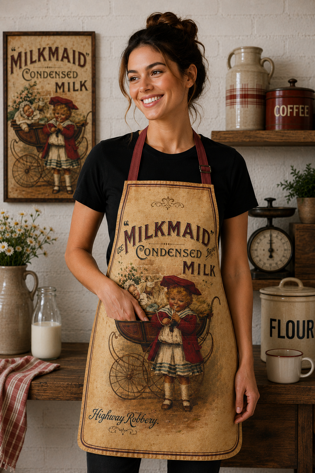 Milkmaid Condensed Milk vintage-style apron