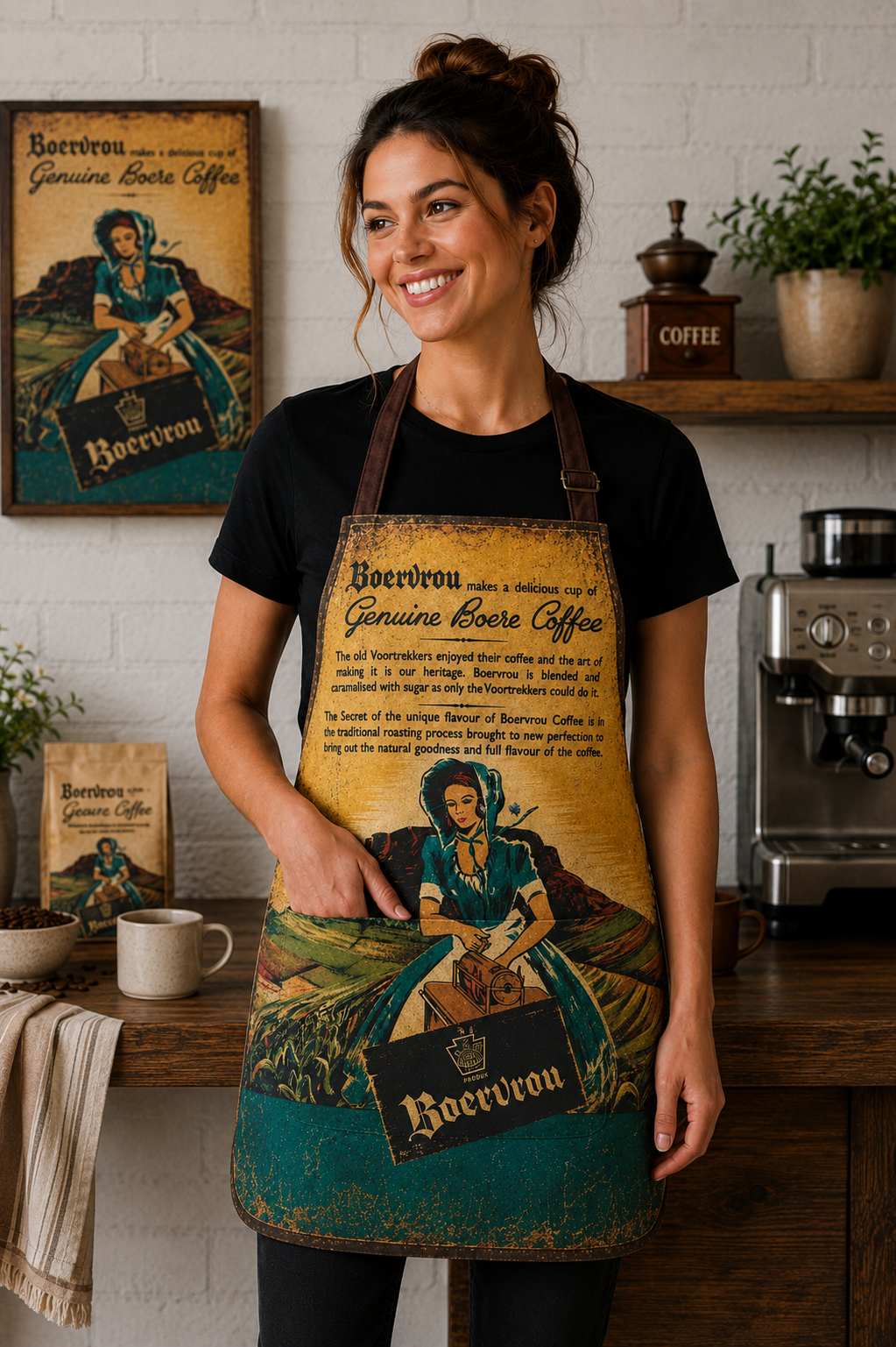 Boervrou Genuine Boere Coffee vintage-style apron