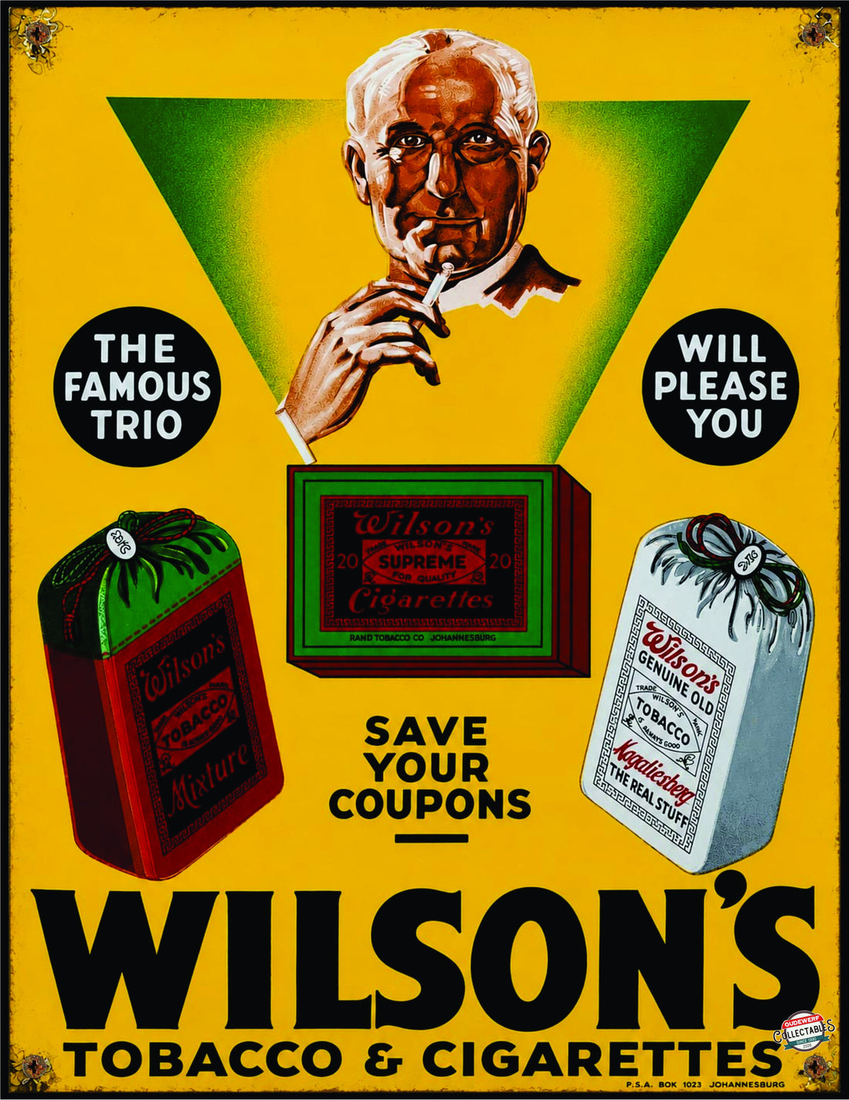 Wilson's Tobacco vintage-style reproduction sign artwork