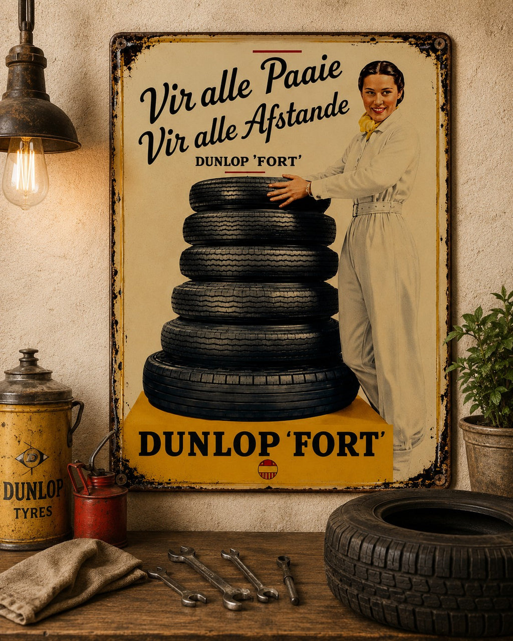 Dunlop 'Fort' - Vir Alle Paaie vintage-style reproduction sign