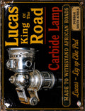 Lucas - King Of The Road Carbide Lamp vintage-style reproduction sign artwork