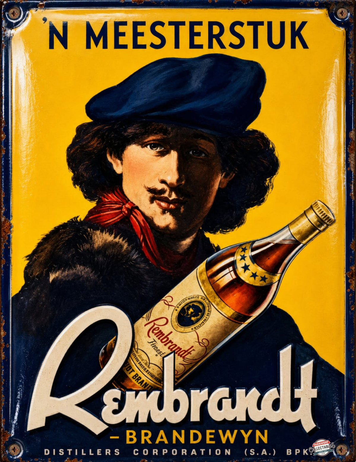 Rembrandt Brandewyn - 'N Meesterstuk vintage-style reproduction sign artwork