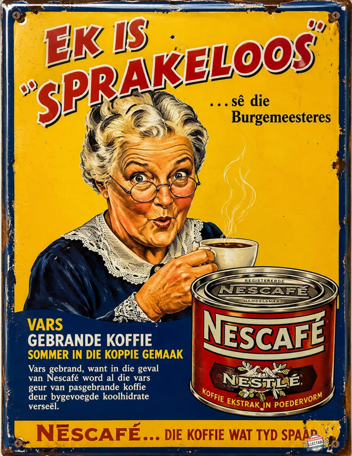Nescafé - Ek Is Sprakeloos vintage-style reproduction sign artwork