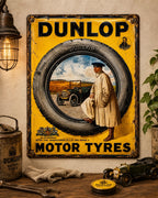Dunlop Motor Tyres vintage-style reproduction sign