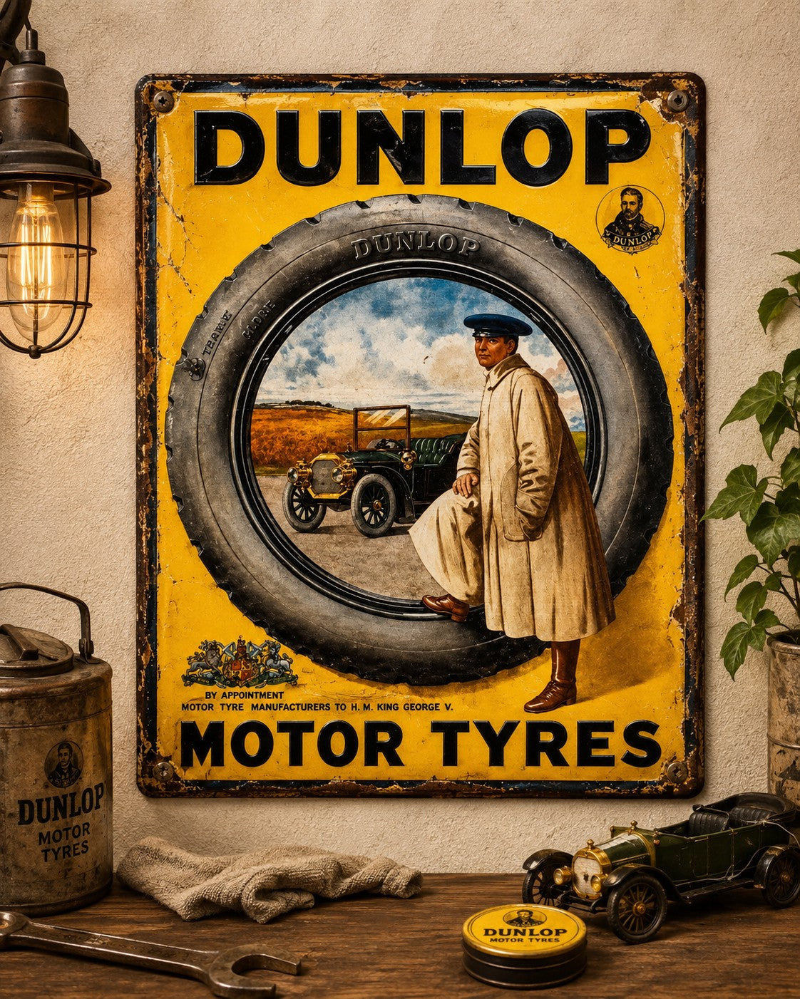Dunlop Motor Tyres vintage-style reproduction sign