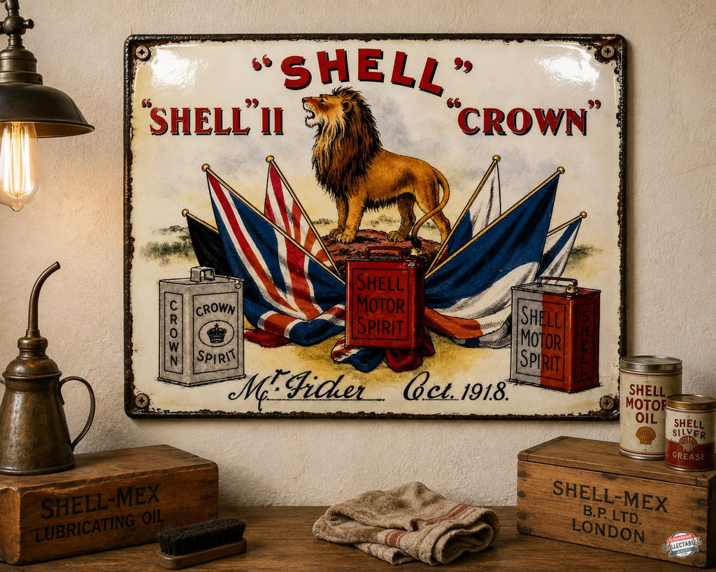 Shell - Shell II Crown vintage-style reproduction sign