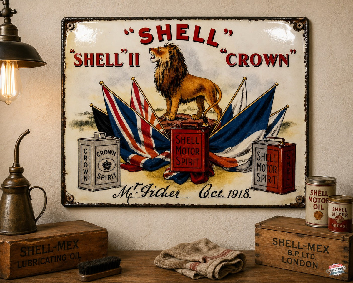 Shell - Shell II Crown vintage-style reproduction sign