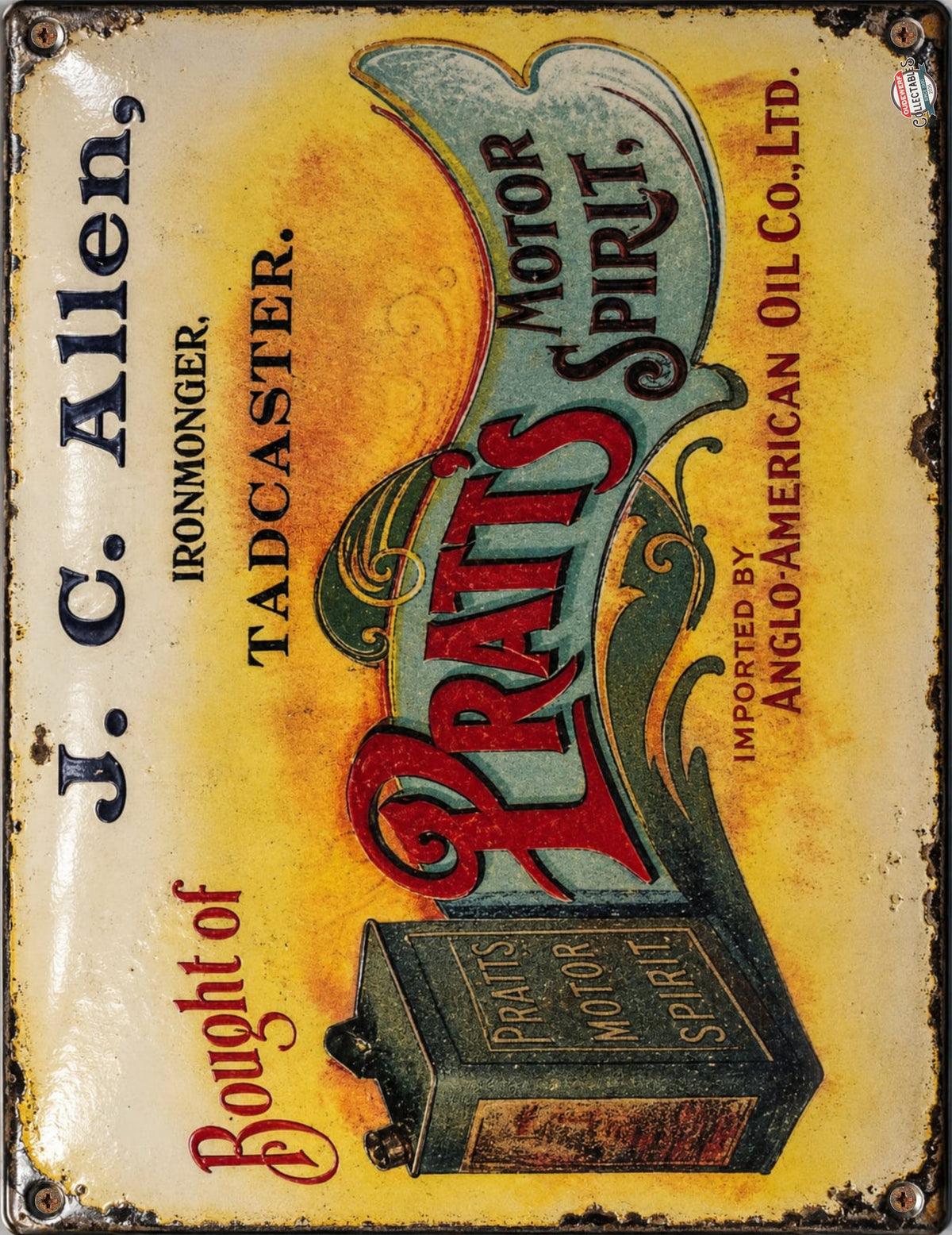 Pratt's Motor Spirit - J. C. Allen vintage-style reproduction sign artwork
