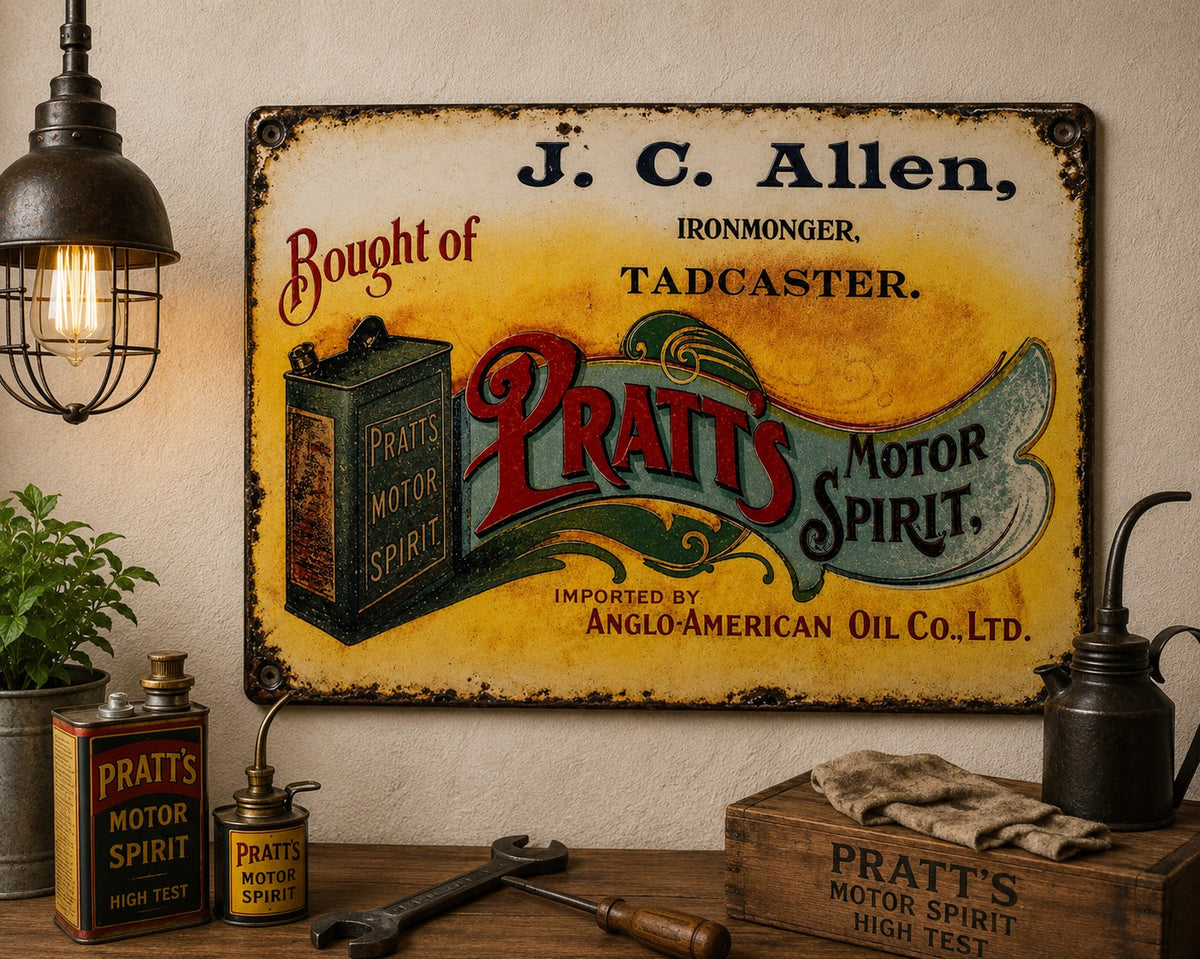Pratt's Motor Spirit - J. C. Allen vintage-style reproduction sign