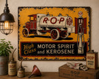 R.O.P - High Class Motor Spirit And Kerosene vintage-style reproduction sign