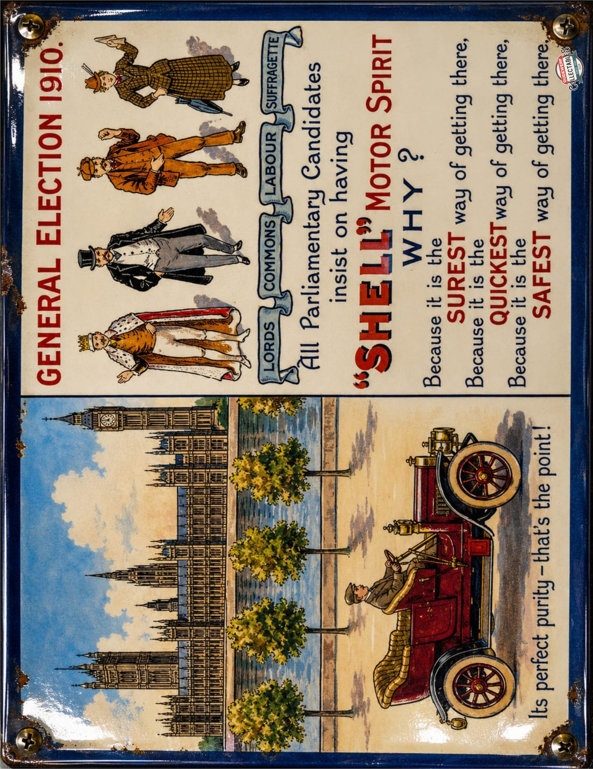 Shell Motor Spirit - General Election 1910 vintage-style reproduction sign artwork