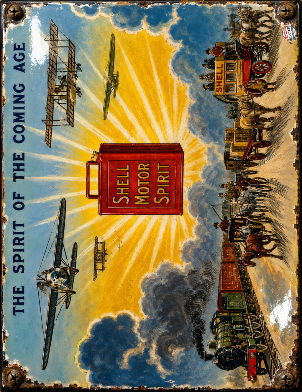 Shell Motor Spirit - The Spirit Of The Coming Age vintage-style reproduction sign artwork