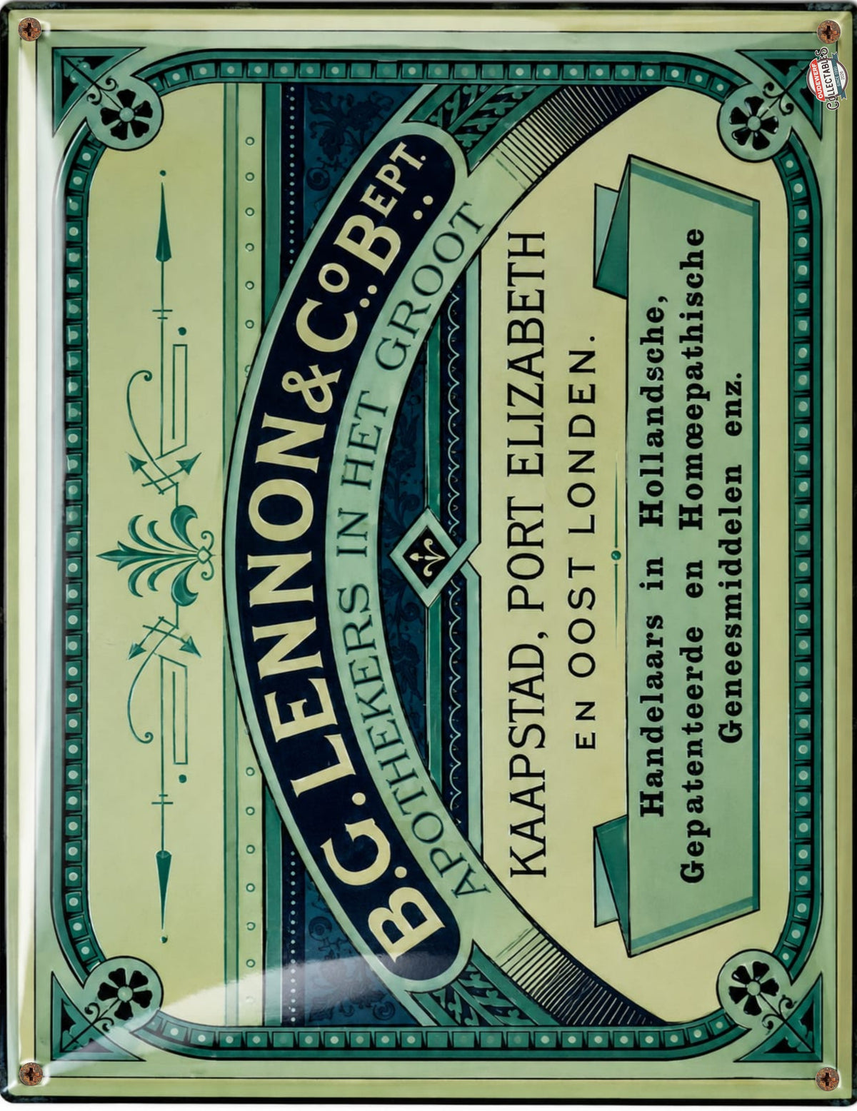 B.G. Lennon & Co. Bept. - Apothekers In Het Groot vintage-style reproduction sign artwork