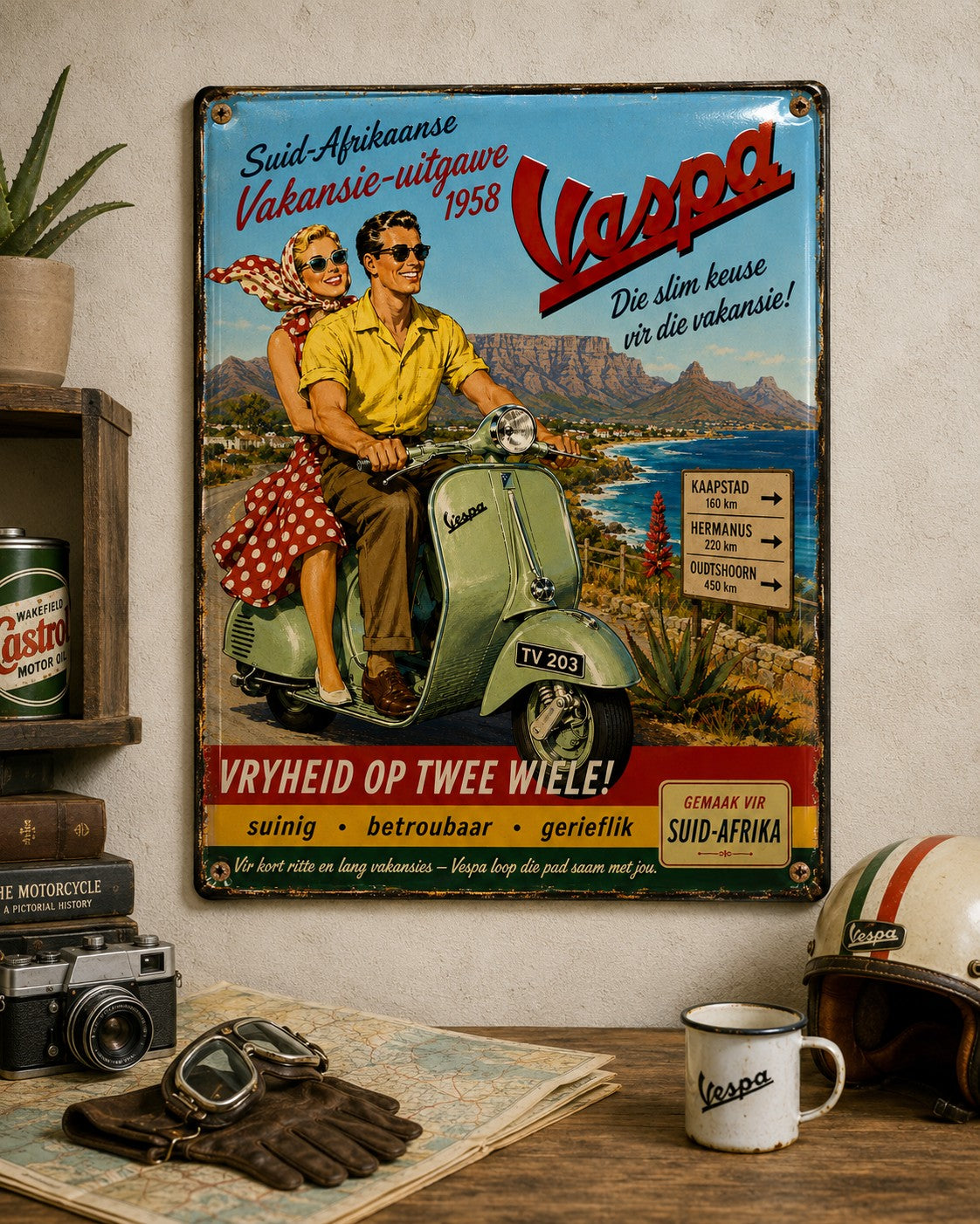 Vespa - Vryheid Op Twee Wiele vintage-style reproduction sign