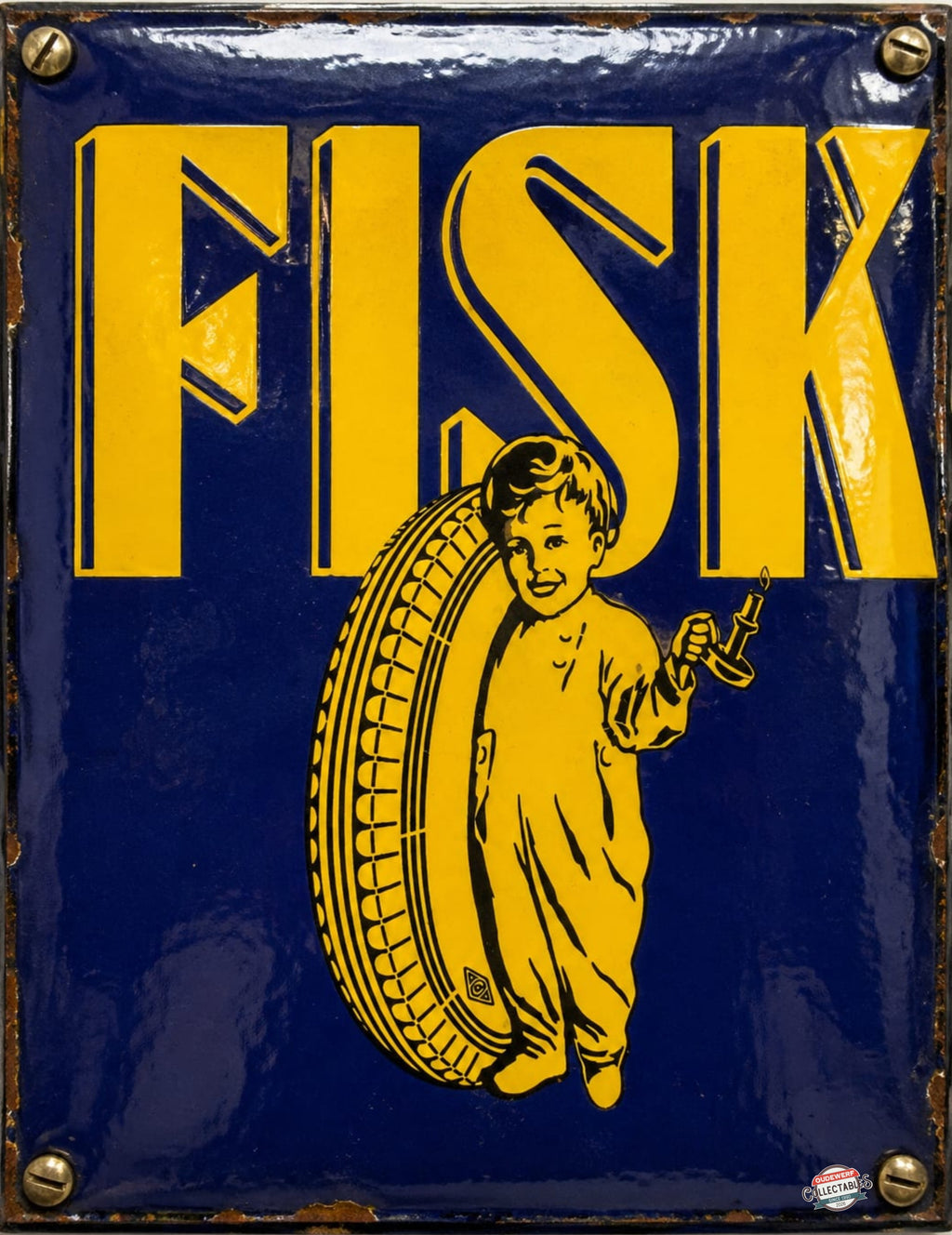 Fisk - Boy With Tyre vintage-style reproduction sign artwork
