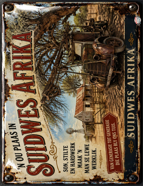 'N Ou Plaas In Suidwes Afrika vintage-style reproduction sign artwork
