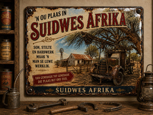 'N Ou Plaas In Suidwes Afrika vintage-style reproduction sign
