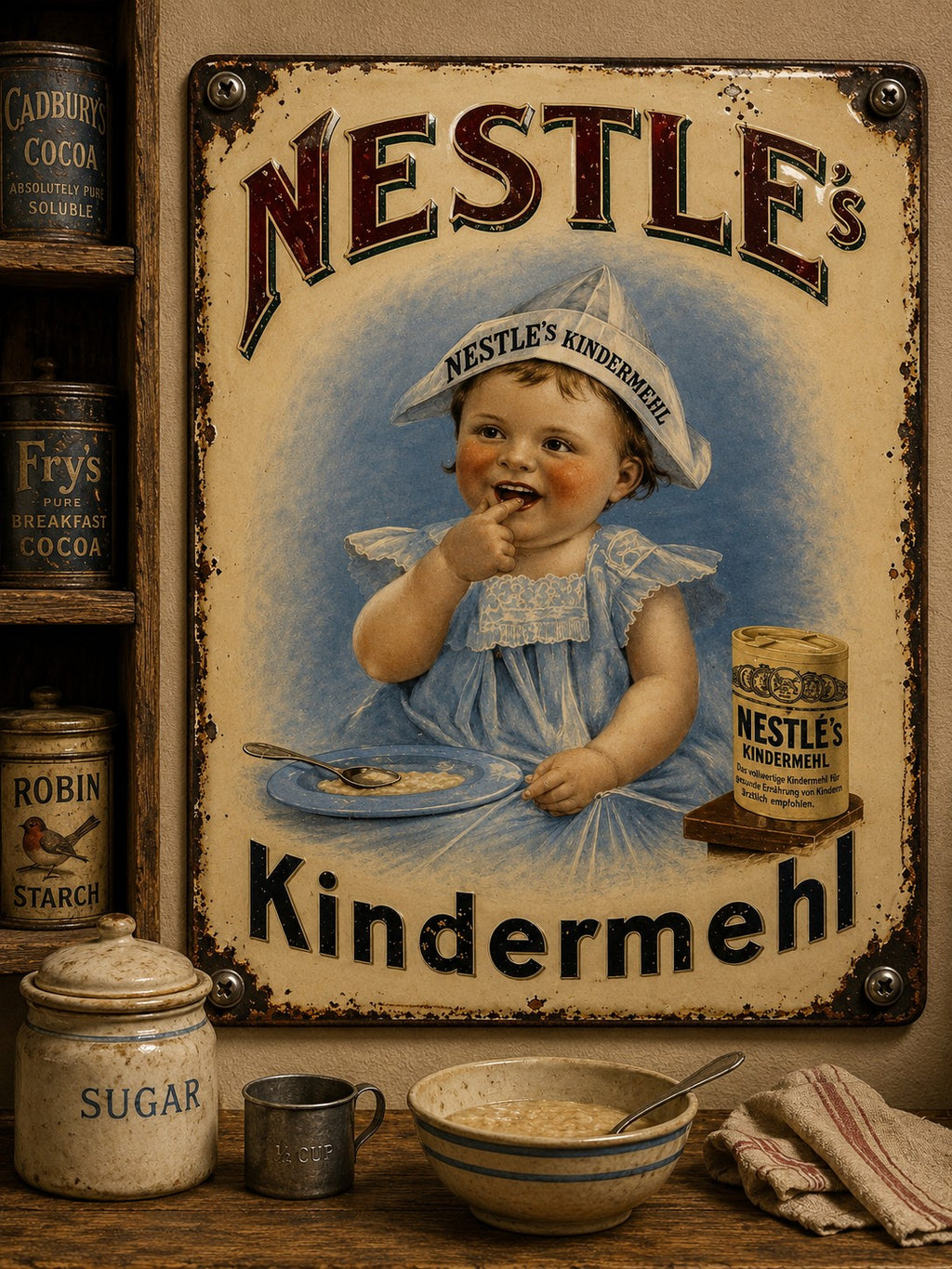 Nestle's Kindermehl vintage-style reproduction sign