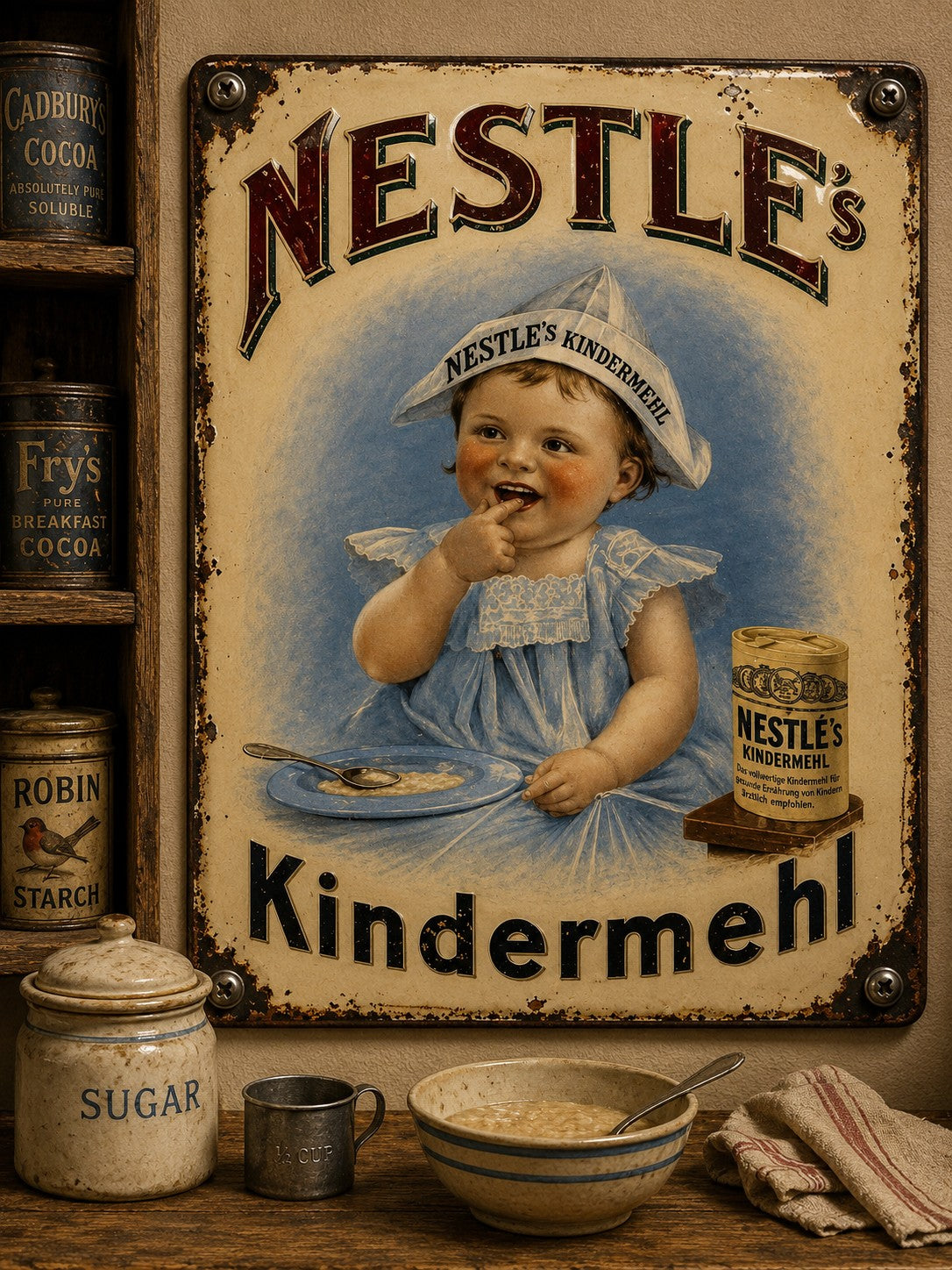 Nestle's Kindermehl vintage-style reproduction sign