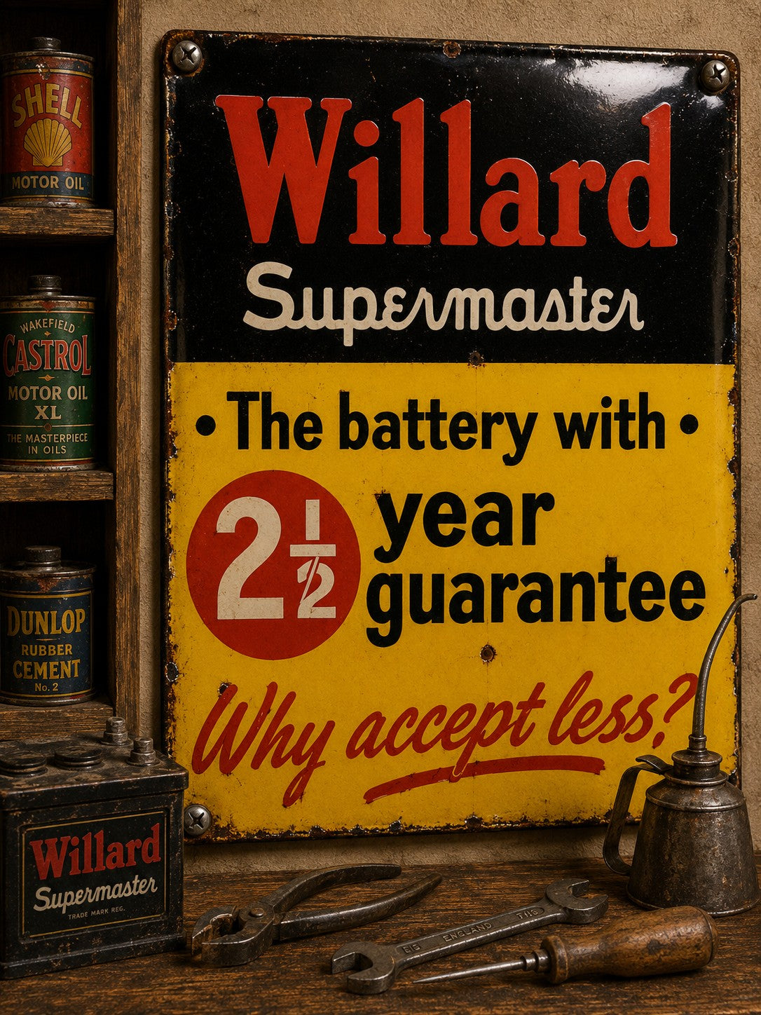 Willard Supermaster - Why Accept Less? vintage-style reproduction sign