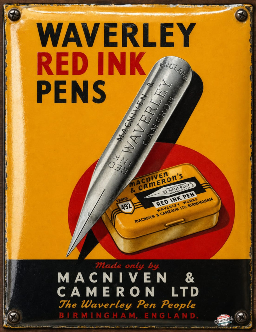 Waverley Red Ink Pens vintage-style reproduction sign artwork