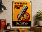 Waverley Red Ink Pens vintage-style reproduction sign
