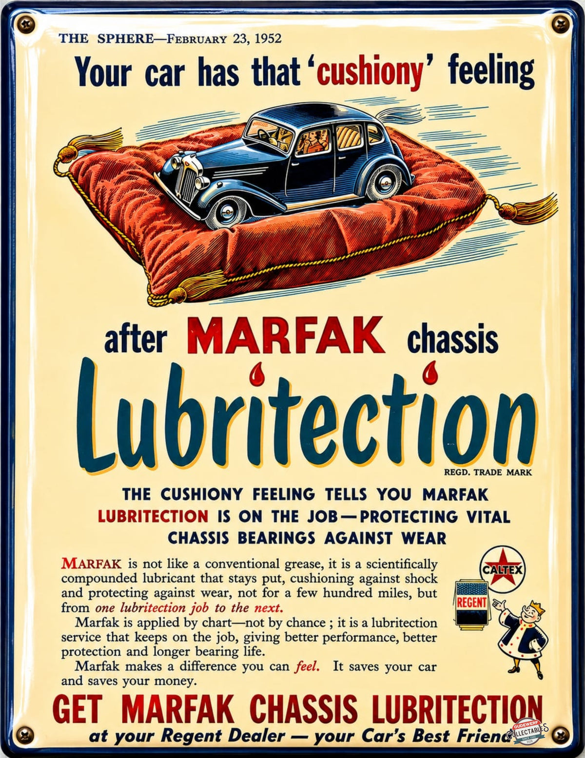 Marfak Chassis Lubritection vintage-style reproduction sign artwork