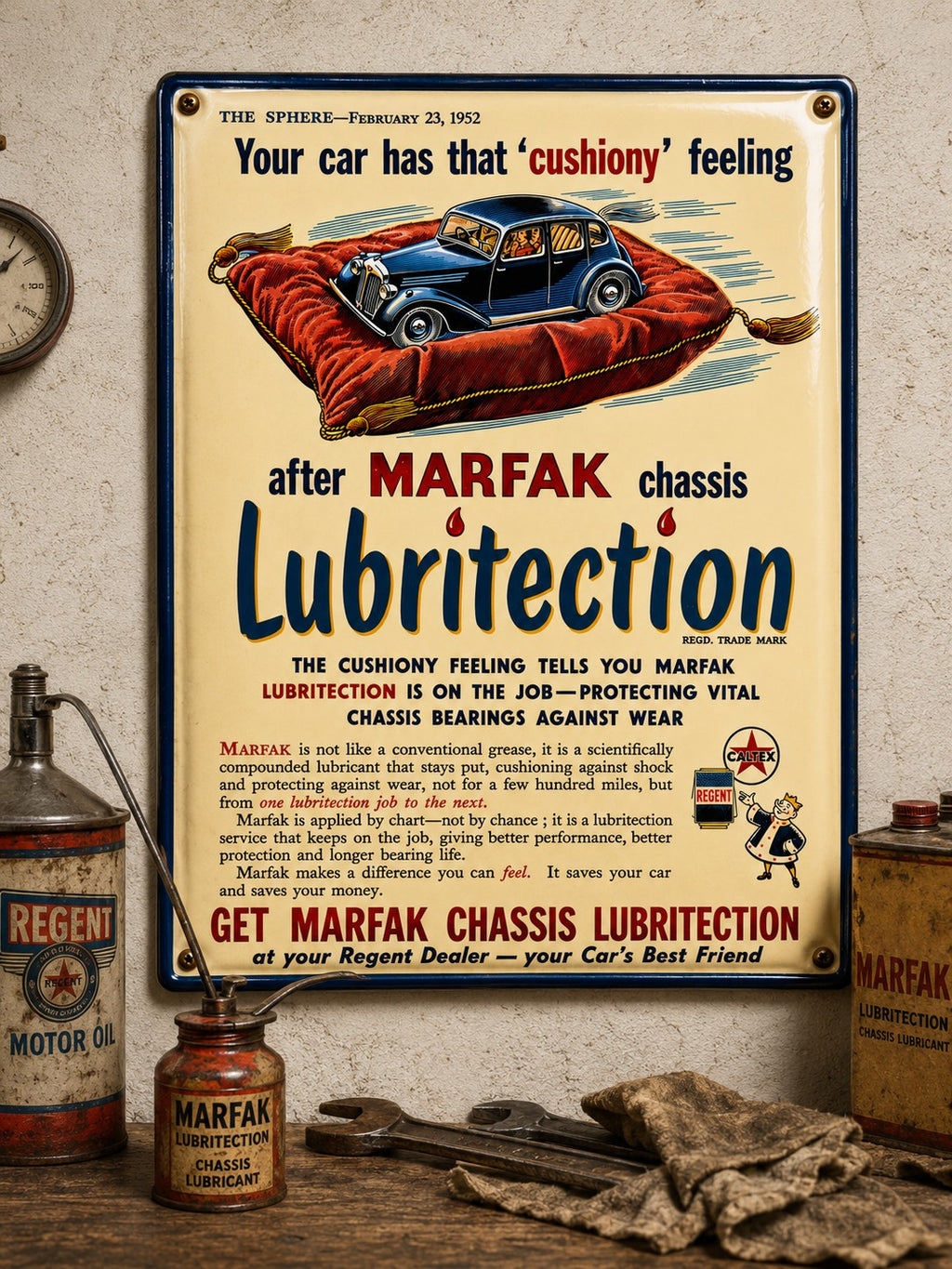 Marfak Chassis Lubritection vintage-style reproduction sign