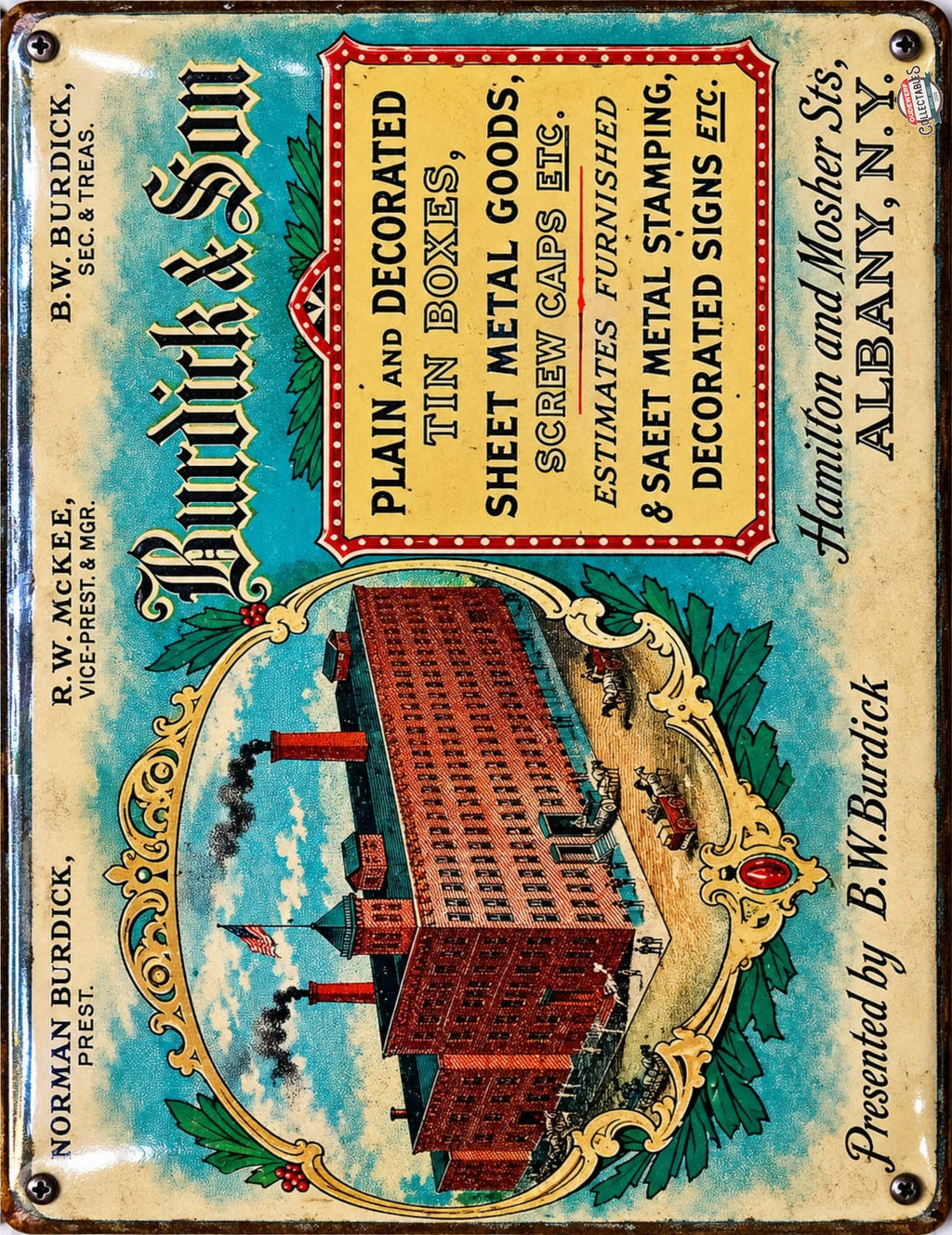 Burdick & Son - Albany, N.Y. vintage-style reproduction sign artwork