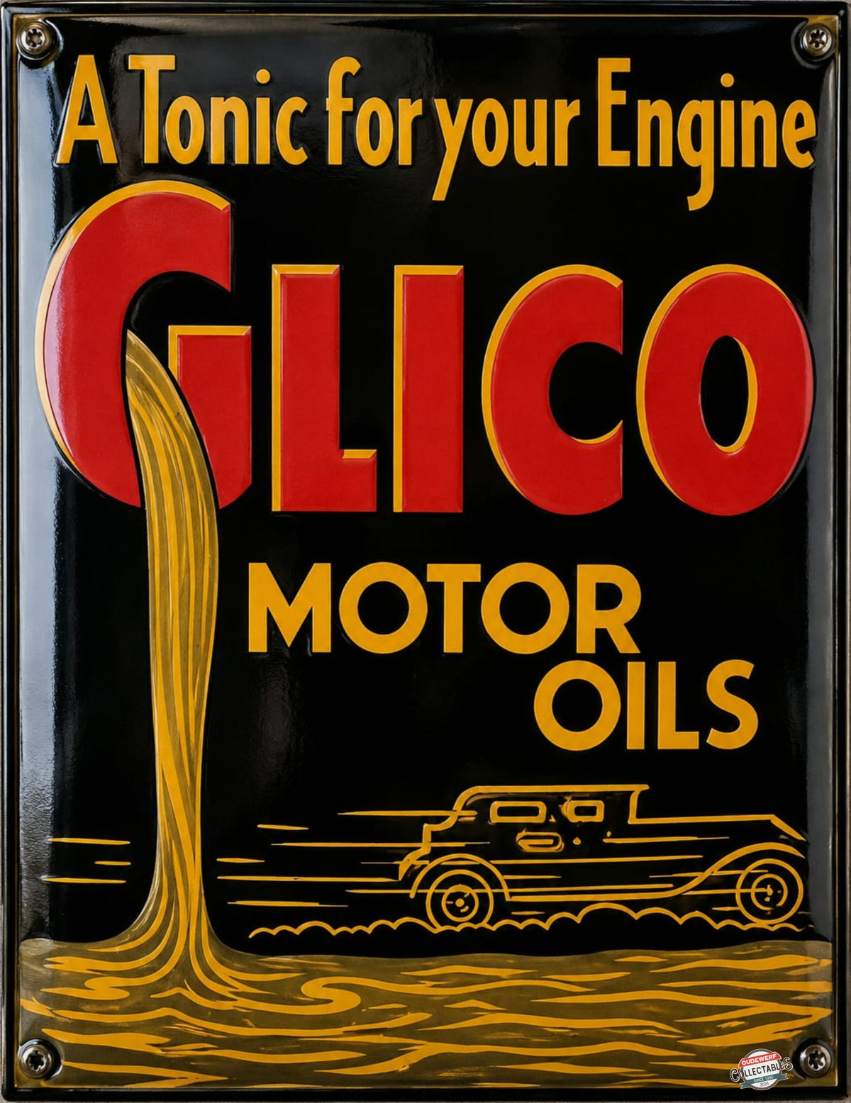 Glico Motor Oils - A Tonic For Your Engine vintage-style reproduction sign artwork