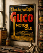 Glico Motor Oils - A Tonic For Your Engine vintage-style reproduction sign
