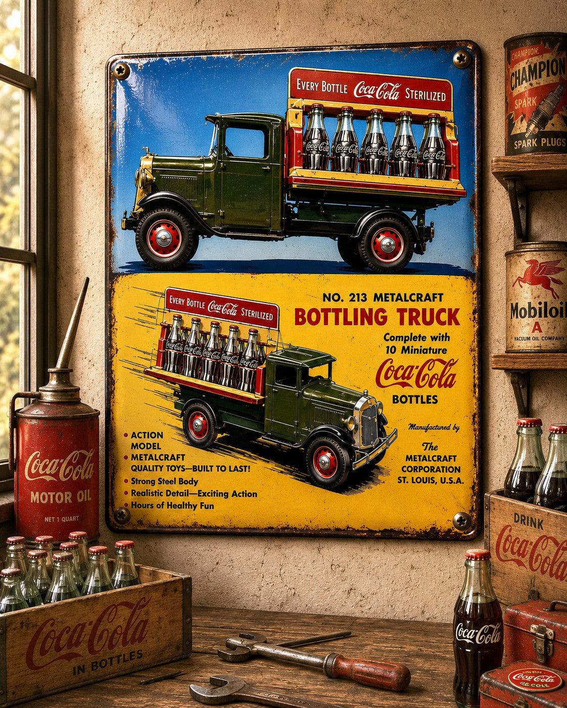 Coca-Cola - No. 213 Metalcraft Bottling Truck vintage-style reproduction sign