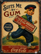 Coca-Cola Gum - Suits Me By Gum vintage-style reproduction sign artwork