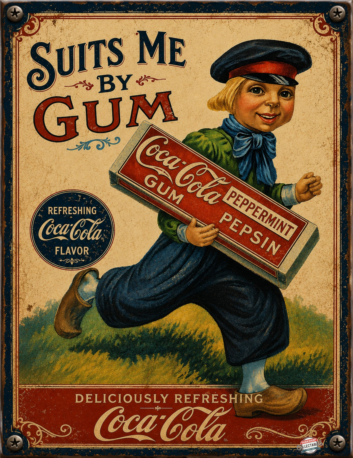 Coca-Cola Gum - Suits Me By Gum vintage-style reproduction sign artwork