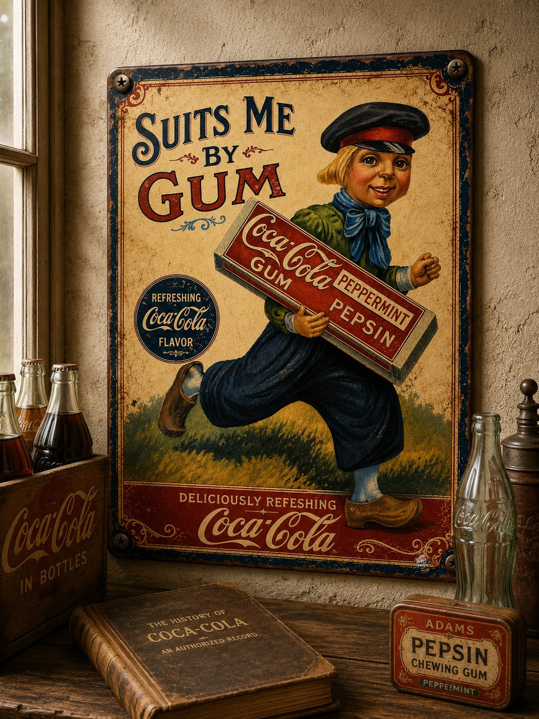 Coca-Cola Gum - Suits Me By Gum vintage-style reproduction sign
