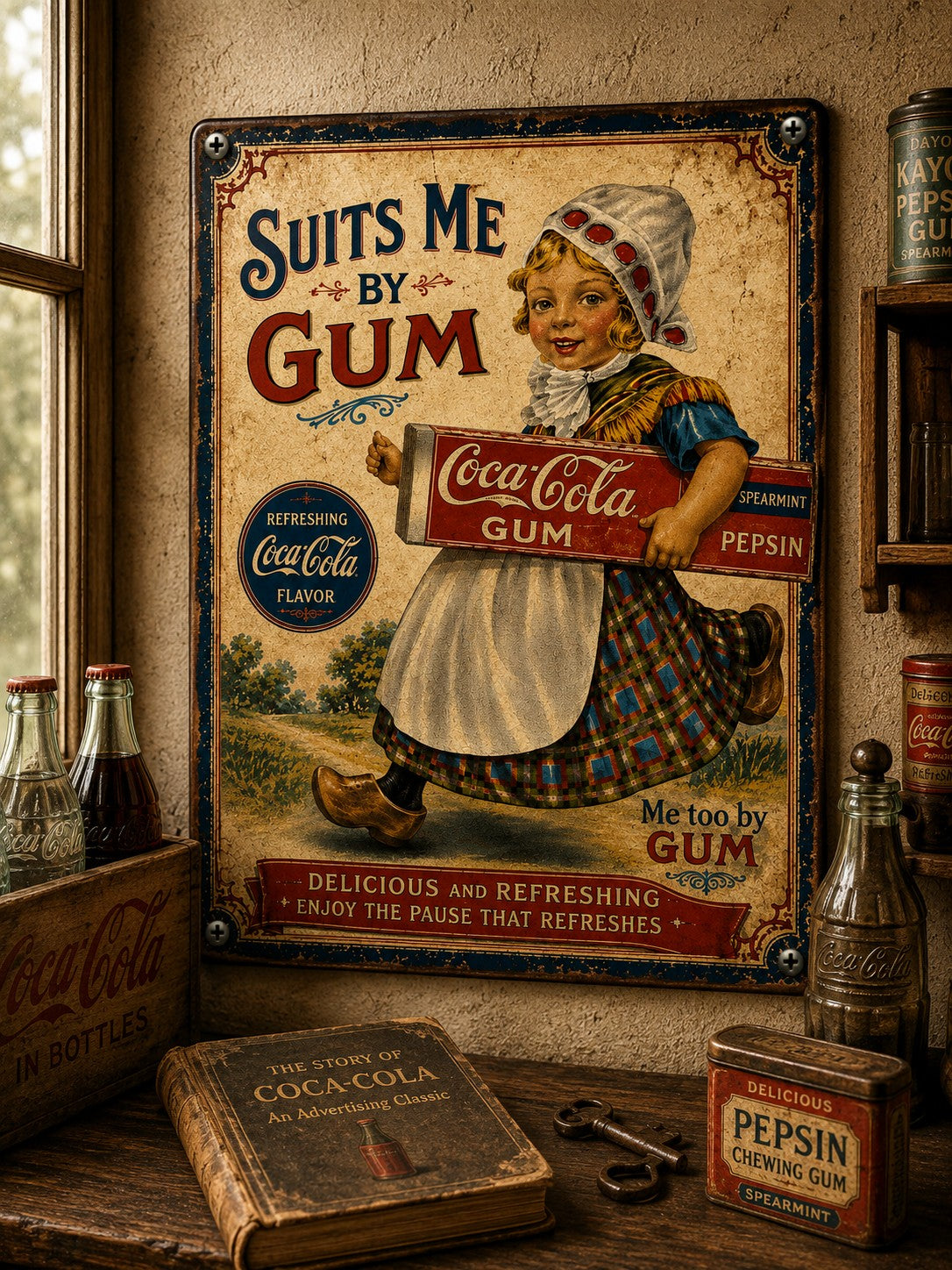 Coca-Cola Gum - Me Too By Gum vintage-style reproduction sign